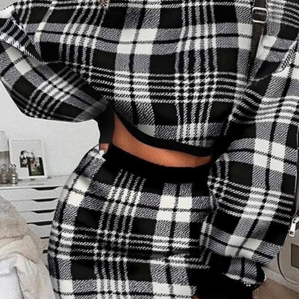 Black and White Plaid Two-Piece Set